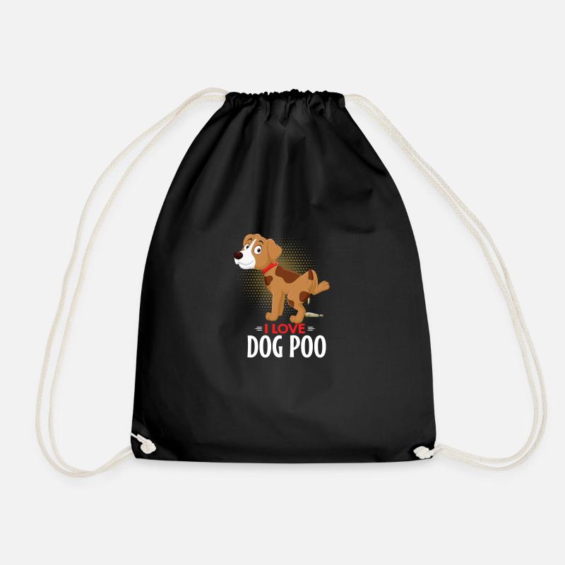 I love dog poo - Drawstring Bag - black