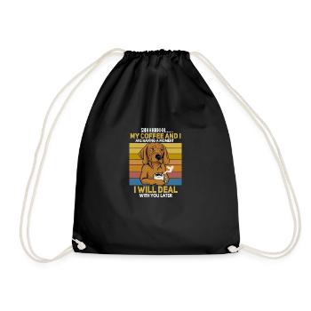 Funny Dog Coffee Drinker Saying - Drawstring Bag - black - Front