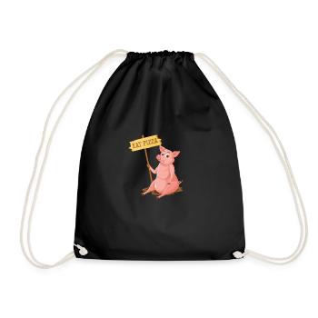 Eat Pizza Vegan Vegan Food Animal Motif - Drawstring Bag - black - Front