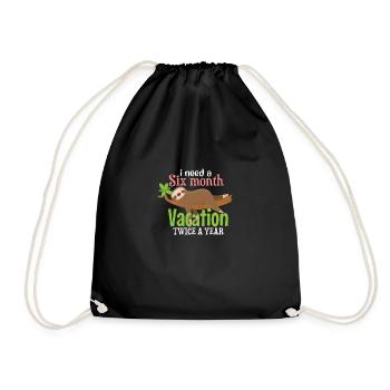 Funny holiday travel sloth saying - Drawstring Bag - black - Front