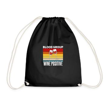 Blutgruppe Wein Weintrinker Spruch - Turnbeutel - Schwarz - Vorne