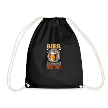 Witziges Bier Trinker Party Spruch Motiv - Turnbeutel - Schwarz - Vorne