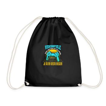 Cooles Gamer Zocker Spruch Design - Turnbeutel - Schwarz - Vorne