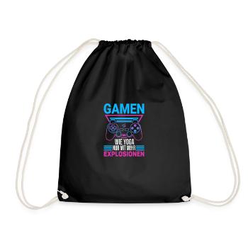 Cooles Gamer Zocker Spruch Design - Turnbeutel - Schwarz - Vorne