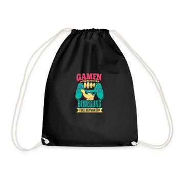 Cooles Gamer Zocker Spruch Design - Turnbeutel - Schwarz - Vorne