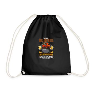 Cooler Griller Barbeque Grillen Spruch - Turnbeutel - Schwarz - Vorne
