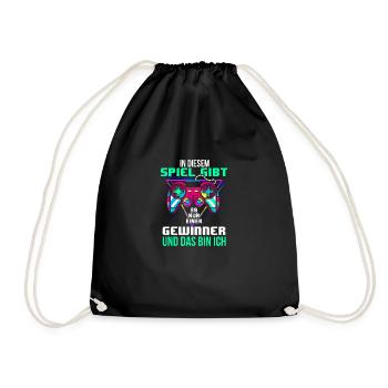 Funny Gaming Gamer Saying Design - Drawstring Bag - black - Front