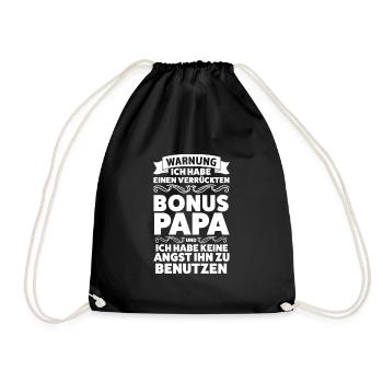 Bonus Papa Familie Stiefvater Geschenk - Turnbeutel - Schwarz - Vorne
