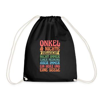 Onkel & Nichte Familie Onkels Geschenk - Turnbeutel - Schwarz - Vorne
