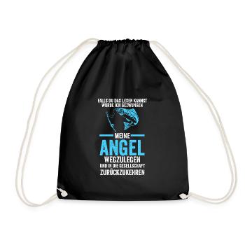 Angeln Fische Angler Geschenk - Turnbeutel - Schwarz - Vorne