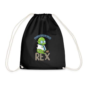 Pharmasaurus Rex Funny Pharmacist Dinosaur - Drawstring Bag - black - Front