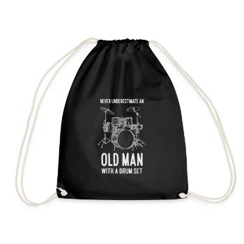 Drôle de vieil homme avec batterie Batteur Grand-père - Sac de sport léger - noir - Devant