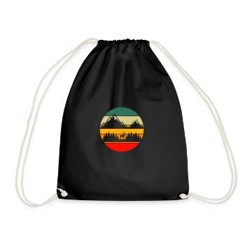 Rétro Montagnes Randonnée Forêt de cerfs Animal Nature - Sac de sport léger - noir - Devant