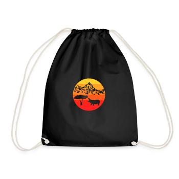 Africa Safari Zoo Animal Gift Retro Hippo - Sac de sport léger - noir - Devant