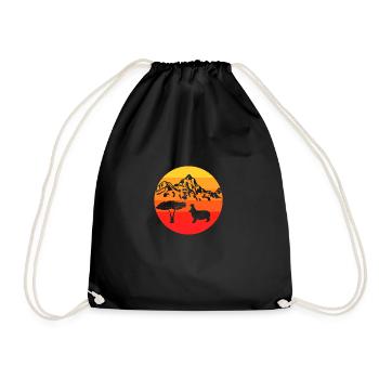 Hippo Hippo Africa Zoo Animal Retro Hippo - Drawstring Bag - black - Front
