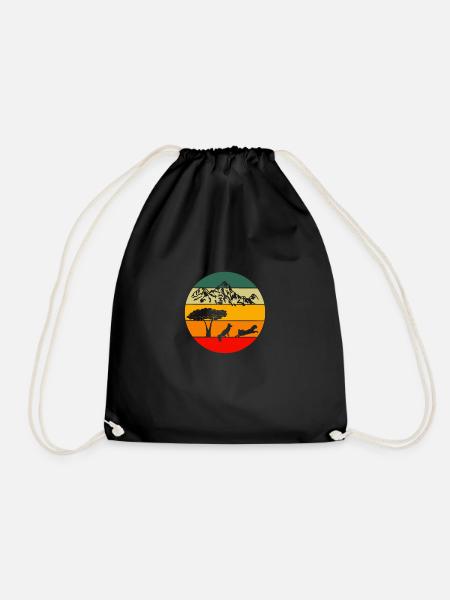 Berg Wandern Wald Tier Geschenk Retro Fuchs - Turnbeutel - Schwarz