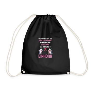 Fantasy Tier Lustiges Geschenk Magisches Einhorn - Turnbeutel - Schwarz - Vorne
