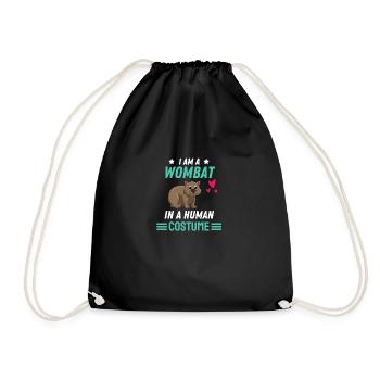 Zoo Tier Wombat Kostüm Geschenk Lustiges Wombat - Turnbeutel - Schwarz - Vorne