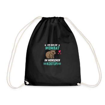 Wombat Kostüm Party Tier Geschenk Wombat - Turnbeutel - Schwarz - Vorne