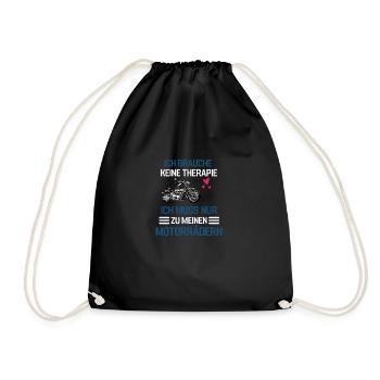 Motorrad fahren Therapie Biker Geschenk Motorrad - Turnbeutel - Schwarz - Vorne