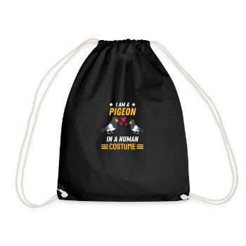 Pigeon Racing Pigeons Costume Gift Funny Pigeon - Drawstring Bag - black - Front