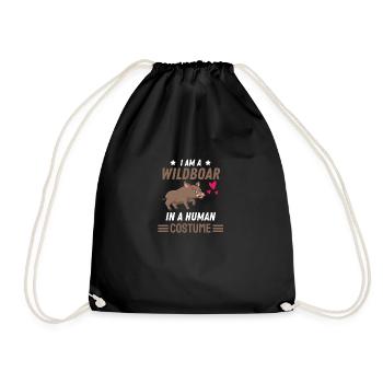 Wild Boar Costume Gift Forest Animal Wild Boar - Drawstring Bag - black - Front