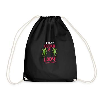 Verrückte Gecko Lady Eidechse Tier Geschenk Gecko - Turnbeutel - Schwarz - Vorne