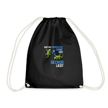 Eidechsen Jungen Exotisches Tier Geschenk Gecko - Turnbeutel - Schwarz - Vorne