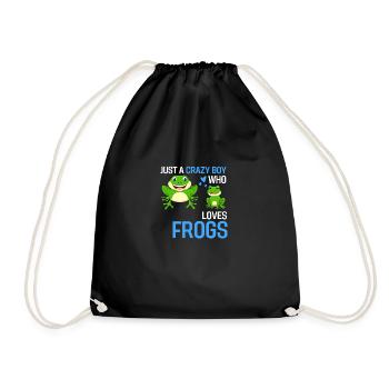 Just a Crazy Boy Animal Gift Frog - Drawstring Bag - black - Front