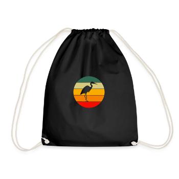 Bird Animal Bird Lovers Gift Retro Crane - Drawstring Bag - black - Front