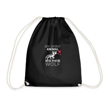 Wald Tier Tierliebhaber Geschenk Lustiges Wolf - Turnbeutel - Schwarz - Vorne