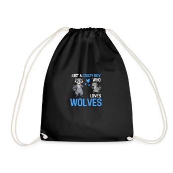 Just a Crazy Boy Animal Gift Raccoon - Drawstring Bag - black - Front