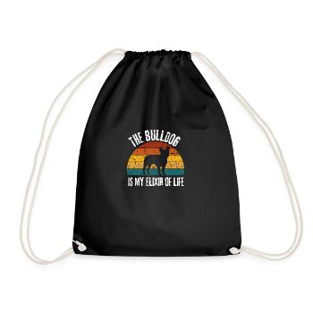Lustiges Geschenk Hund Haustier Retro Bulldoggen - Turnbeutel - Schwarz - Vorne