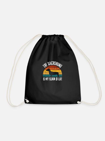 Hundebesitzer Hunde Lustiges Geschenk Retro Dackel - Turnbeutel - Schwarz