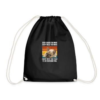 Funny Frenchie Retro French Bulldog - Drawstring Bag - black - Front