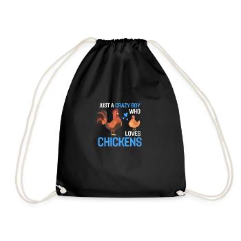 Nur ein verrückter Junge Bauer Tier Geschenk Huhn - Turnbeutel - Schwarz - Vorne