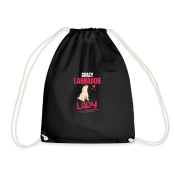 Verrückte Labrador Lady Hunde Geschenk Labrador - Turnbeutel - Schwarz - Vorne