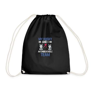 My Husky and I Dogs Pet Gift Husky - Drawstring Bag - black - Front