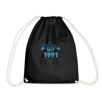 32. Geburtstag Geschenk Unwiderstehlich seit 1991 - Turnbeutel - Schwarz - Vorne