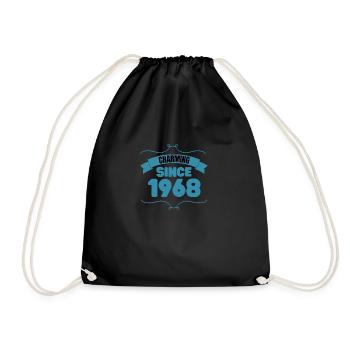 55th Birthday Party Gift Charming since 1968 - Drawstring Bag - black - Front