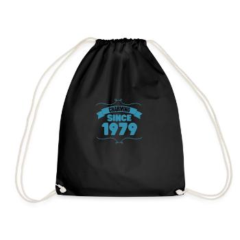 44th Birthday Party Gift Charming since 1979 - Drawstring Bag - black - Front