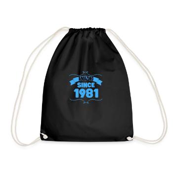 42nd Birthday Gift Unbelievable since 1981 - Drawstring Bag - black - Front