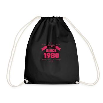 43. Geburtstag Geschenk Unglaublich seit 1980 - Turnbeutel - Schwarz - Vorne