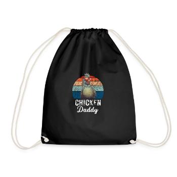 Bauer Hühner Papa Vatertag Geschenk Retro Huhn - Turnbeutel - Schwarz - Vorne