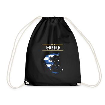 Griechenland Flagge Europa Athen Kreta Kos EU - Turnbeutel - Schwarz - Vorne