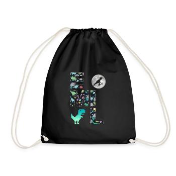 EMIL - Beautiful boy name with dinosaur - Drawstring Bag - black - Front