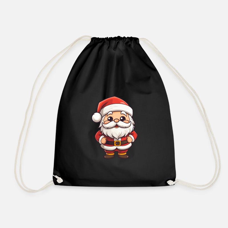 Süsser kleiner Weihnachtsmann mit Bart und Mütze - Turnbeutel - Schwarz