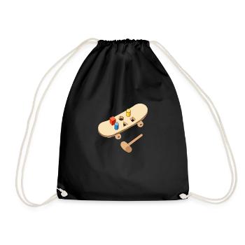 Skate skateboard blocks skittle board skate - Drawstring Bag - black - Front