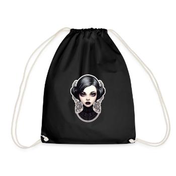 Goth Girl Gothic Ästhetik Frau hübsch Mystisch - Turnbeutel - Schwarz - Vorne