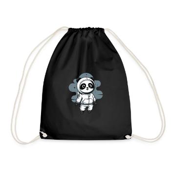 Panda Astronaut für Kinder - Turnbeutel - Schwarz - Vorne